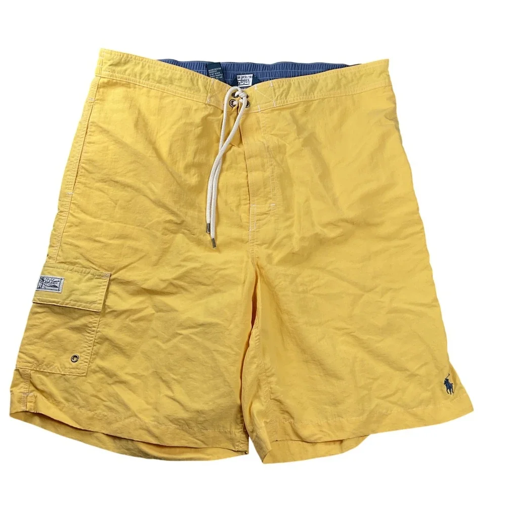 Polo Ralph Lauren‎ Swim Trunks Mens XL YellowBoard Shorts Cargo Pocket